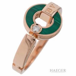 Bulgari Ring Rosegold 18 Karat mit Diamant und Malachit Element