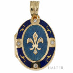 Farberge Anhänger Gelbgold 18 Karat mit Emaille und Diamanten Vorschau