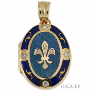 Farberge Anhänger Gelbgold 18 Karat mit Emaille und Diamanten
