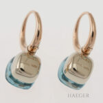 Ohrhänger Rosegold 18 Karat mit hellblauem Topas Vorschau