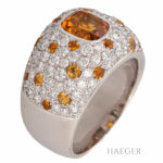 Ring Gr.58 Weißgold 18 Karat mit Mandarin Granat und 2,67ct Diamanten Vorschau