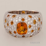 Ring Gr.58 Weißgold 18 Karat mit Mandarin Granat und 2,67ct Diamanten Vorschau
