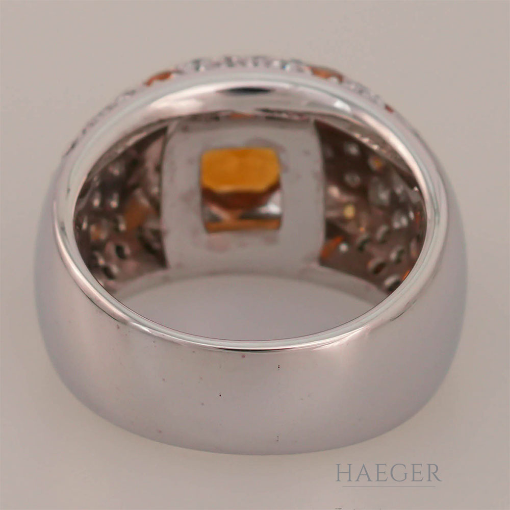 Ring Gr.58 Weißgold 18 Karat mit Mandarin Granat und 2,67ct Diamanten