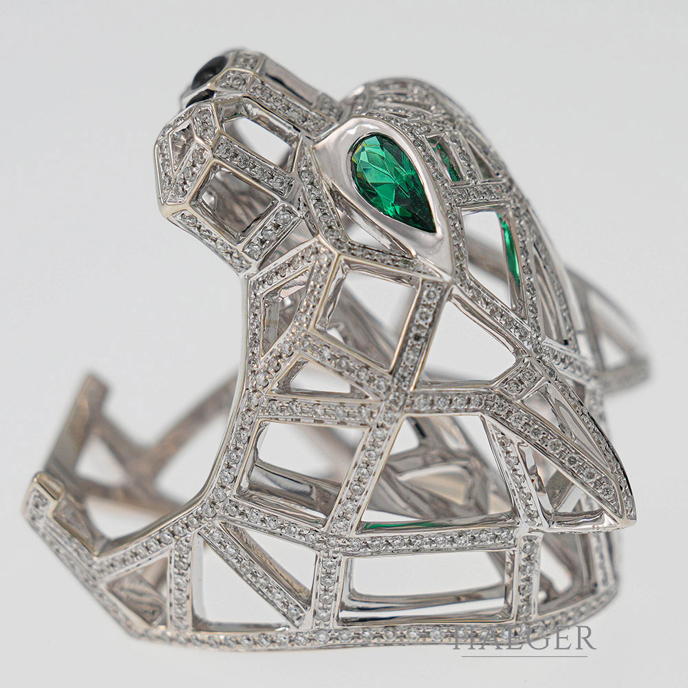 Panther Ring Weißgold 18 Karat mit Smaragd