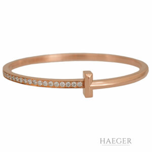 Tiffany T One Armreif Medium mit Diamanten in Roségold 18 Karat mit Original Box