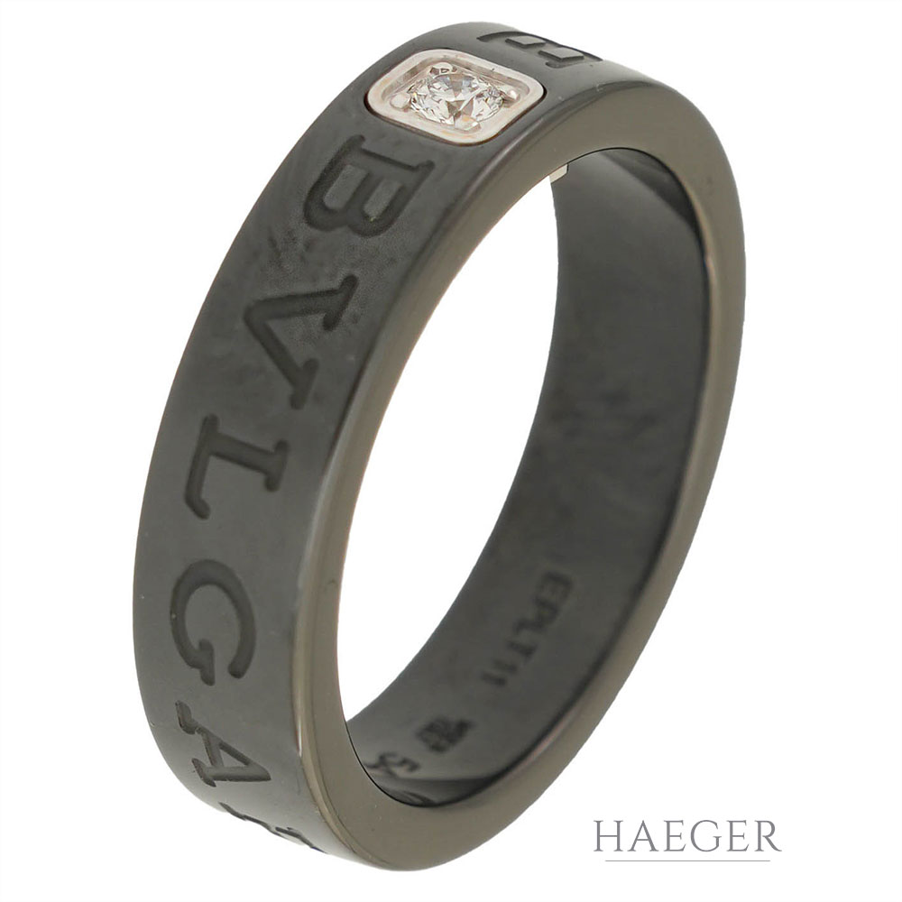 Bulgari Keramik Ring Gr. 54 mit 0,03 ct Diamant und Box