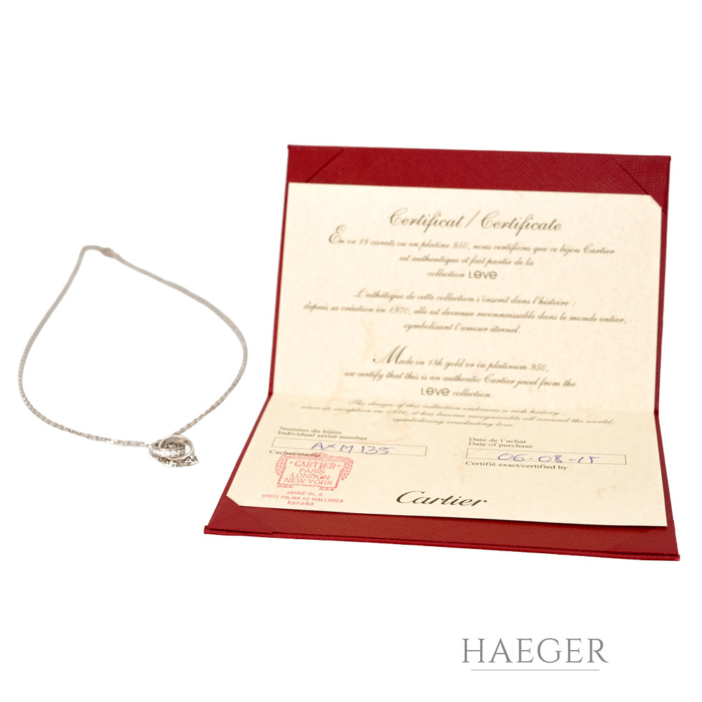 Cartier Love Diamant Collier 43cm Weißgold 18 Karat mit Original Zertifikat