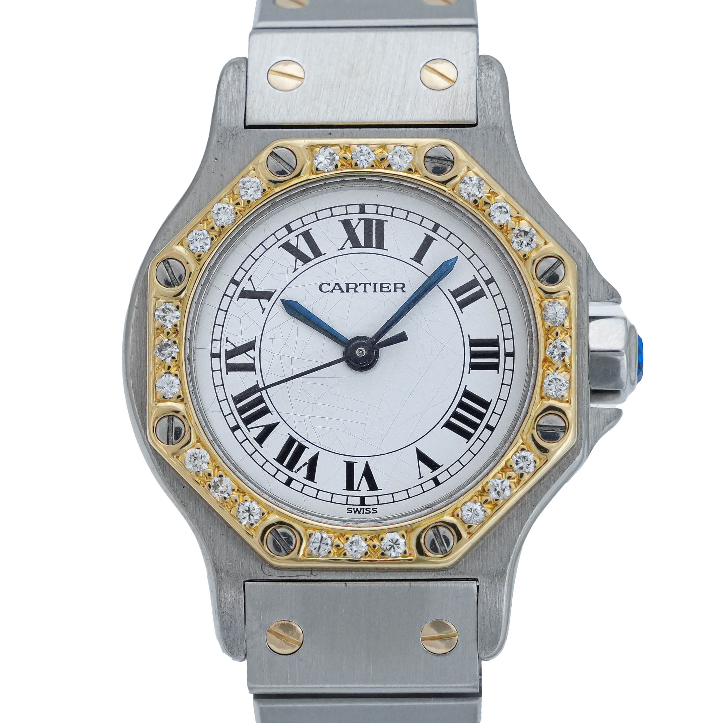 Cartier Octagon Aftermarked Diamanten Ref. 0907 mit Kaufrechnung und Original Box