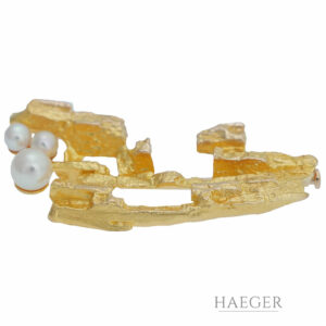 Lapponia Brosche Gelbgold 14 Karat Zuchtperle