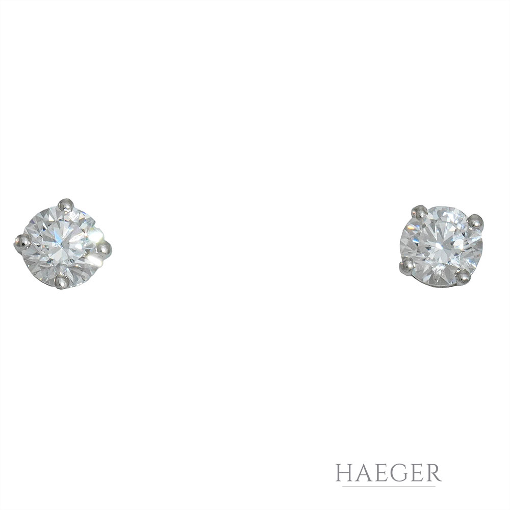 Solitär Ohrstecker Platin 950 ca. 1,07 ct Diamanten mit GIA Zertifikat