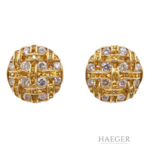 Diamant Saphir Ohrringe/ Clips Gelbgold 750/ 18 Karat