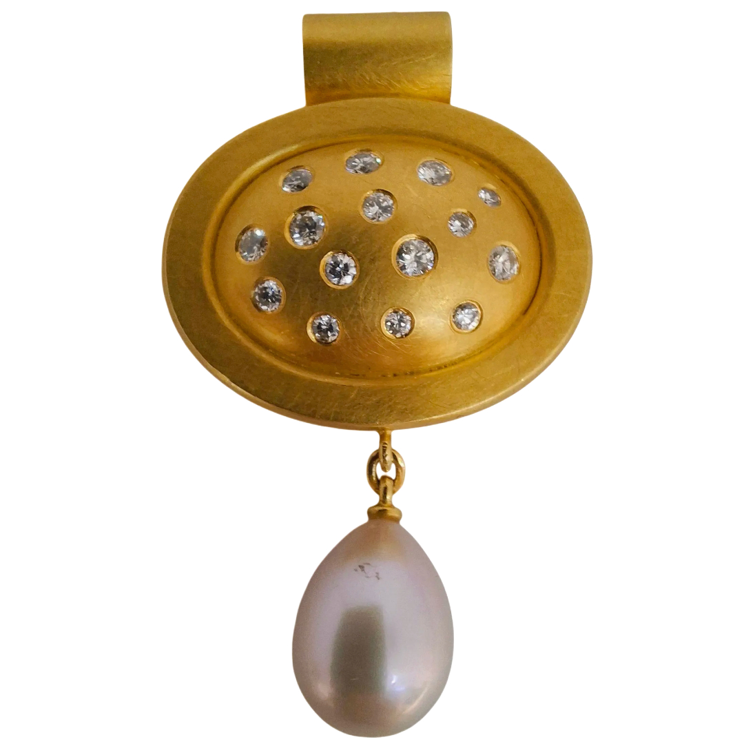 Anhänger Gelbgold 18 Karat mit Perle und Diamanten