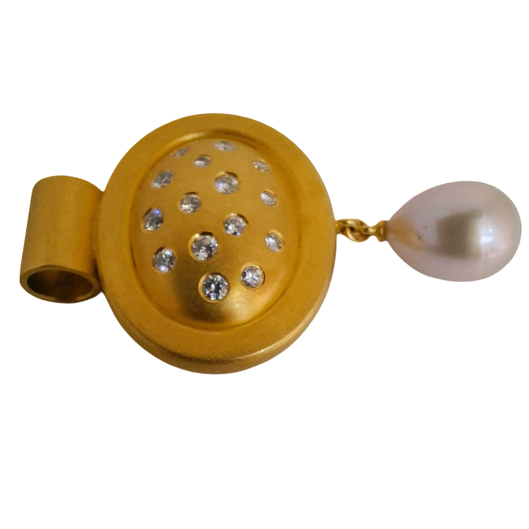 Anhänger Gelbgold 18 Karat mit Perle und Diamanten