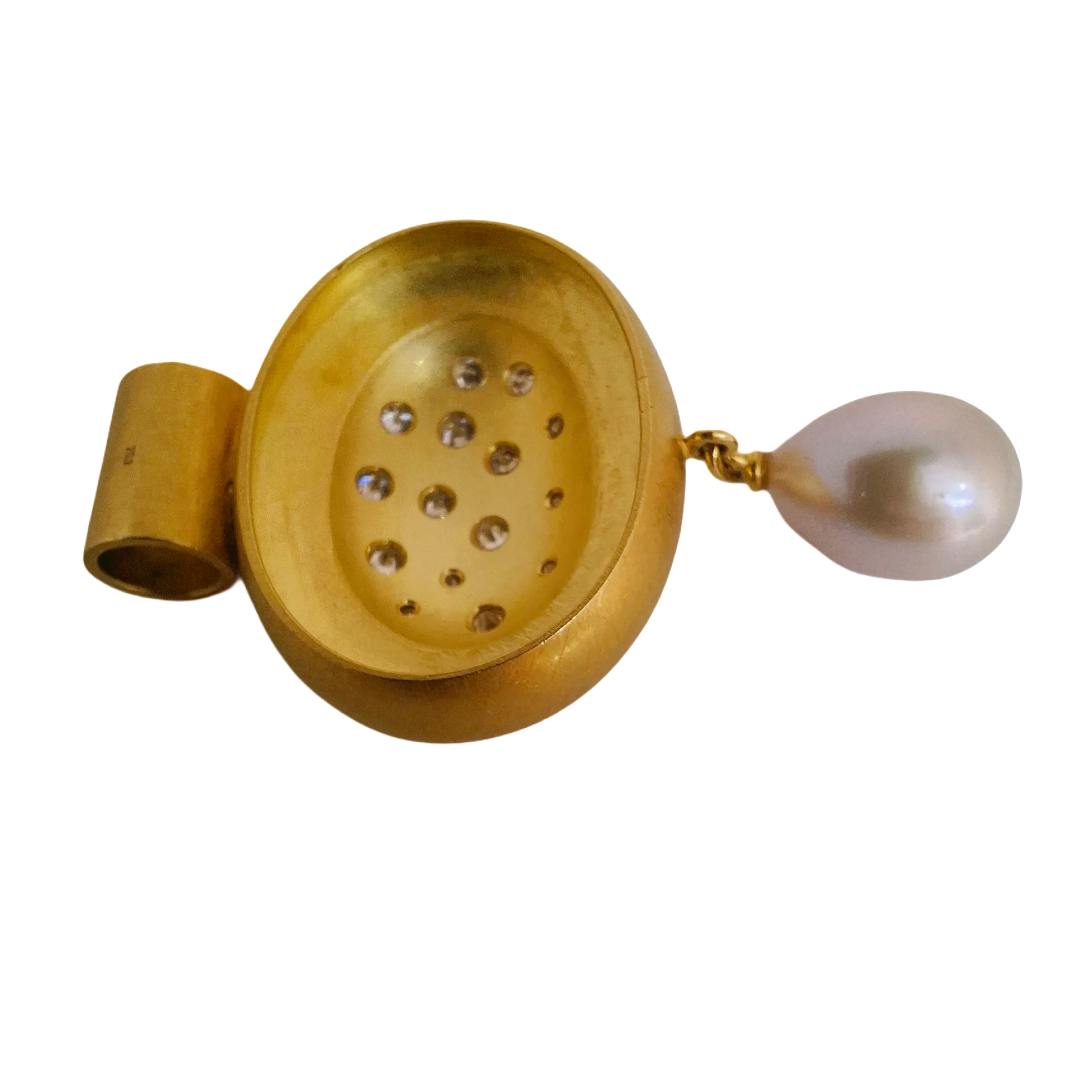 Anhänger Gelbgold 18 Karat mit Perle und Diamanten