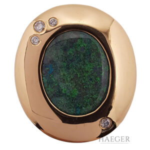 Opal Anhänger schwarz Gelbgold 18 Karat mit Diamanten