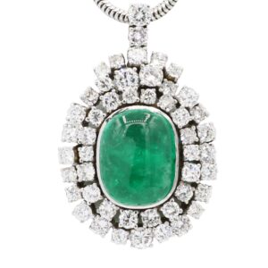 Anhänger Weißgold 750/ 18 Karat mit Smaragd und 5 ct Diamanten