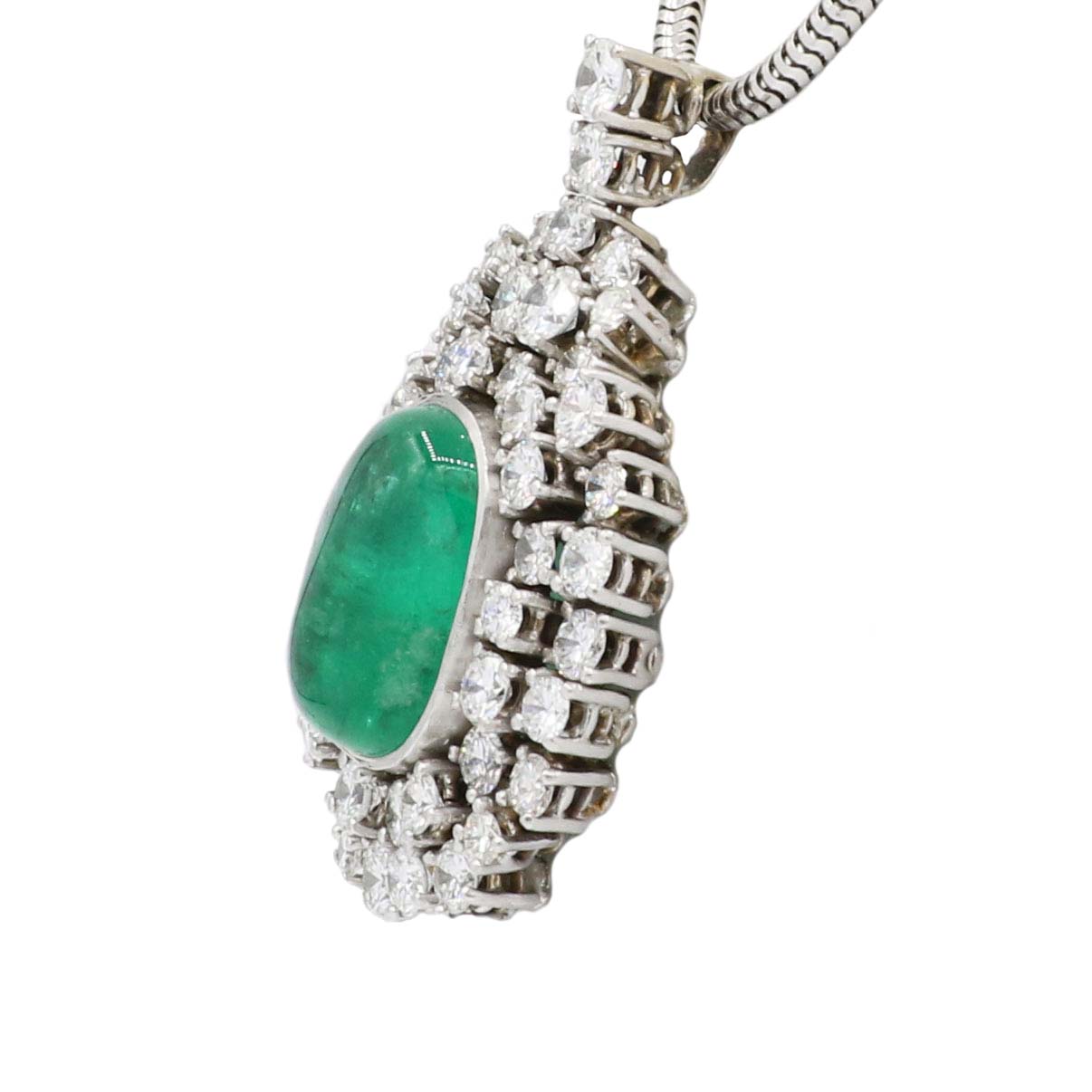 Anhaenger Weisgold 18 Karat mit Diamanten und Smaragd