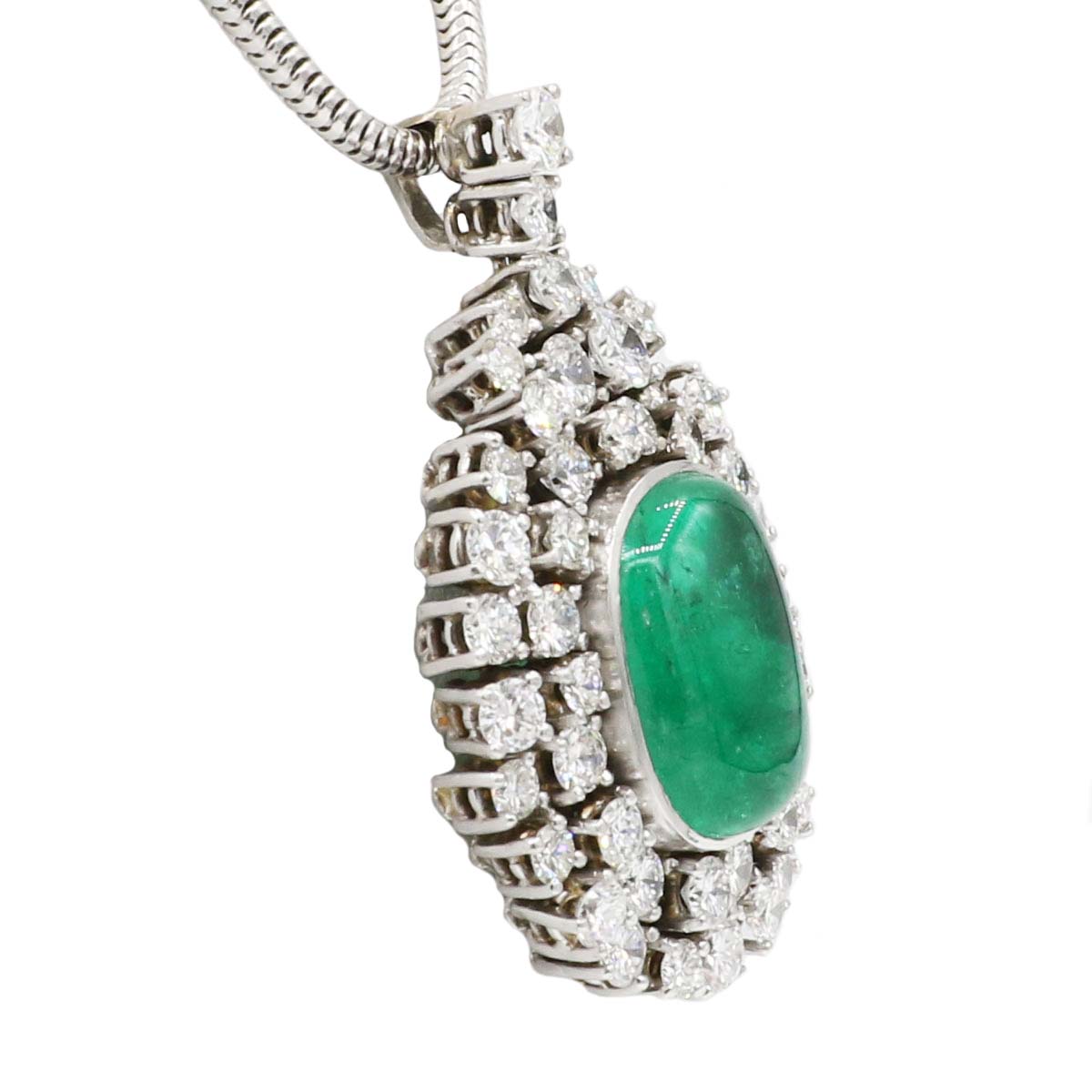 Anhaenger Weisgold 18 Karat mit Diamanten und Smaragd