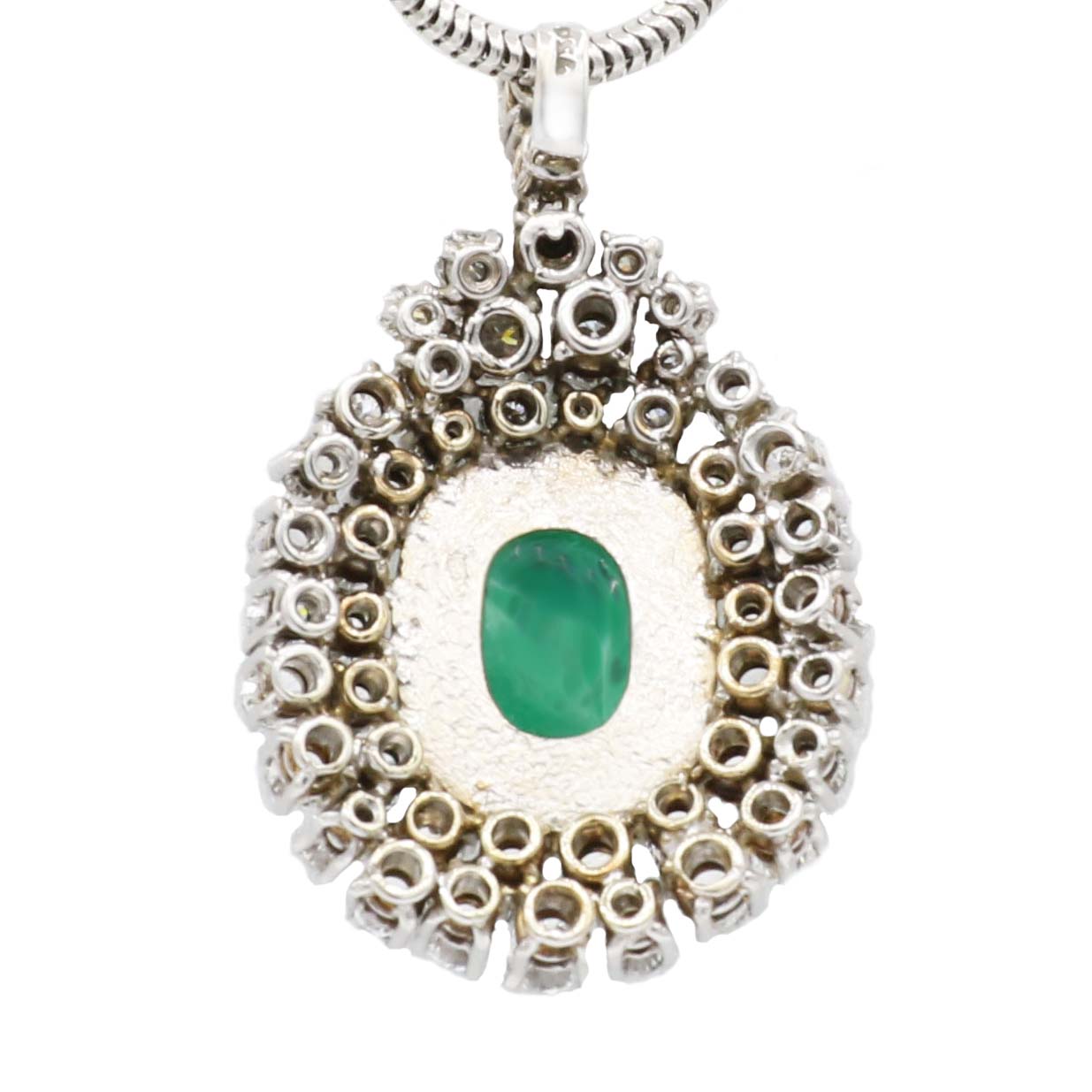 Anhaenger Weisgold 18 Karat mit Diamanten und Smaragd