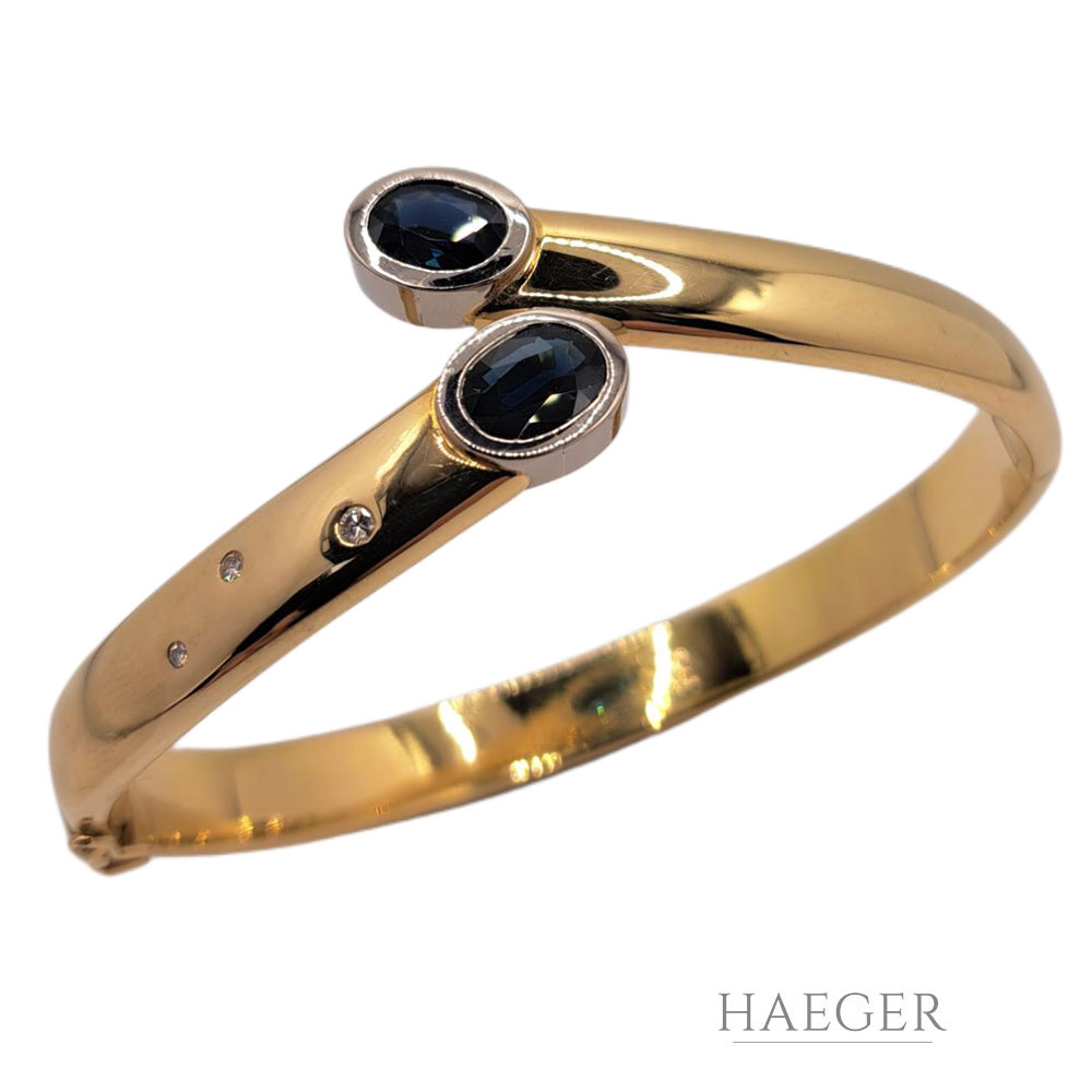 Saphir Armspange Gelbgold 18 Karat mit Diamanten