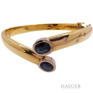 Saphir Armspange Gelb;- Weißgold 750/ 18 Karat mit 0,05 ct Diamanten
