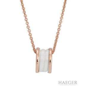 Bulgari B.Zero1 Halskette 44 cm Roségold 750/ 18 Karat mit weißer Keramik