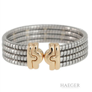 Bulgari Parentesi Tubogas Armband 15,5 cm Edelstahl; Gelbgold 750/ 18 Karat