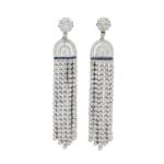 Ohrhänger Weissgold 18 Karat mit Saphir und Diamanten Vorschau