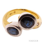 Saphir Ring mit Diamanten Gelbgold 18 Karat Vorschau