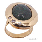 Ring Opal dunkel Gelbgold 18 Karat mit Diamanten Vorschau