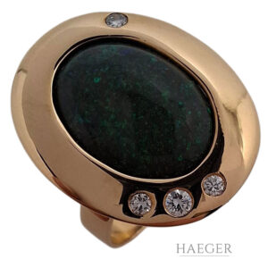 Ring Opal dunkel Gelbgold 18 Karat mit Diamanten