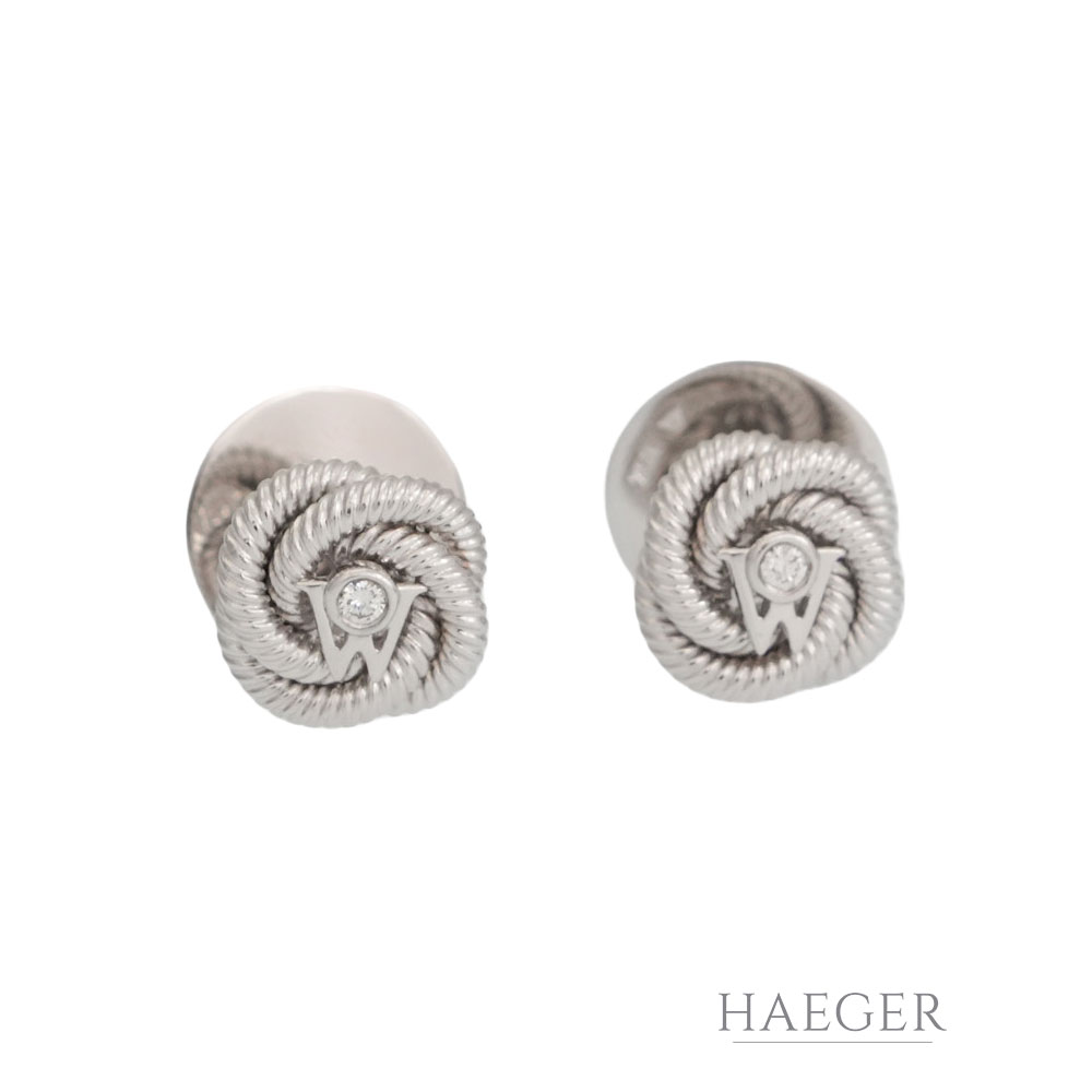 Wellendorff Ohrstecker Karat mit Diamanten Seidenknoten Weissgold