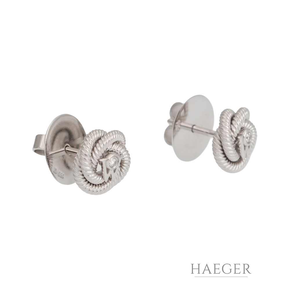 Wellendorff Ohrstecker Karat mit Diamanten Seidenknoten Weissgold