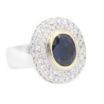 Ring 750 Weißgold und Gelbgold mit Saphir und Brillanten Vorschau