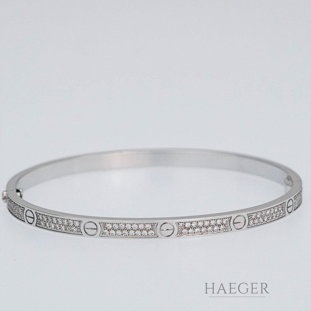 Cartier Love Diamant Armreif kleines Modell Gr.17 Weißgold 18 Karat Full Set 2022