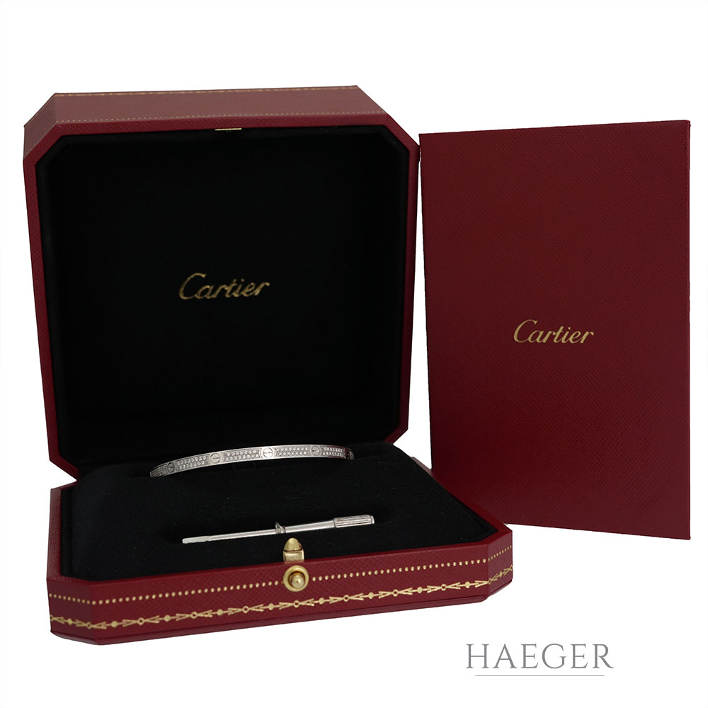 Cartier Love Diamant Armreif kleines Modell Gr.17 Weißgold 18 Karat Full Set 2022
