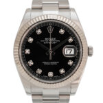 Datejust Rolex Stahl schwarzes Ziffernblatt Diamant Vorschau