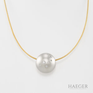 Niessing Kette mit Anhänger Gelbgold 18 Karat Platin 950 mit Diamanten