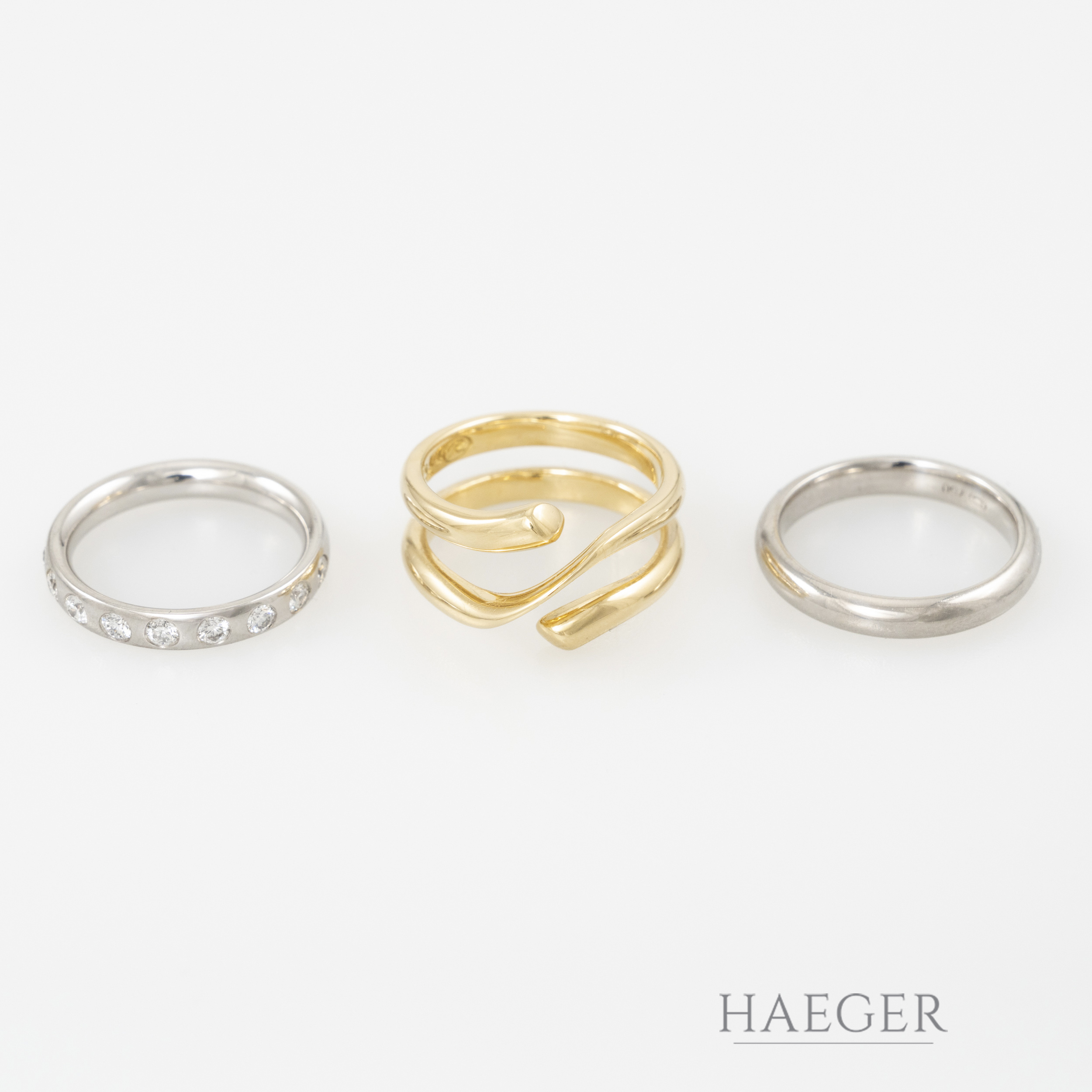 Ring Georg Jensen Gelbgold 750 mit 3x mittleren Elementen