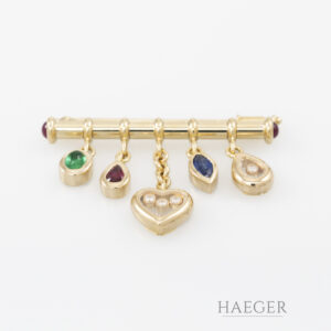 Chopard Happy Diamonds Brosche mit Farbsteinen | 750/- Gelbgold