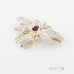 Brosche Gelbgold 14 Karat mit Diamanten Vorschau