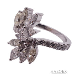 floraler diamantring Weißgold 18 Karat