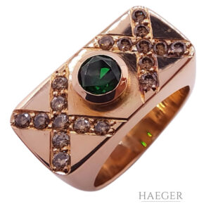 Tsavorit Ring mit Diamanten Rosegold 14 Karat