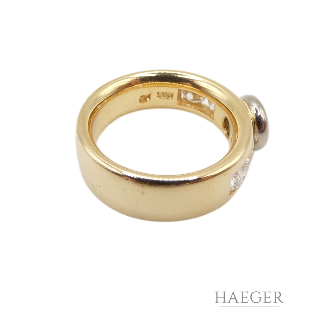 Jaufmann Ring mit Diamanten Gr 52 750 Gelbgold Weißgold inkl Zertifikat