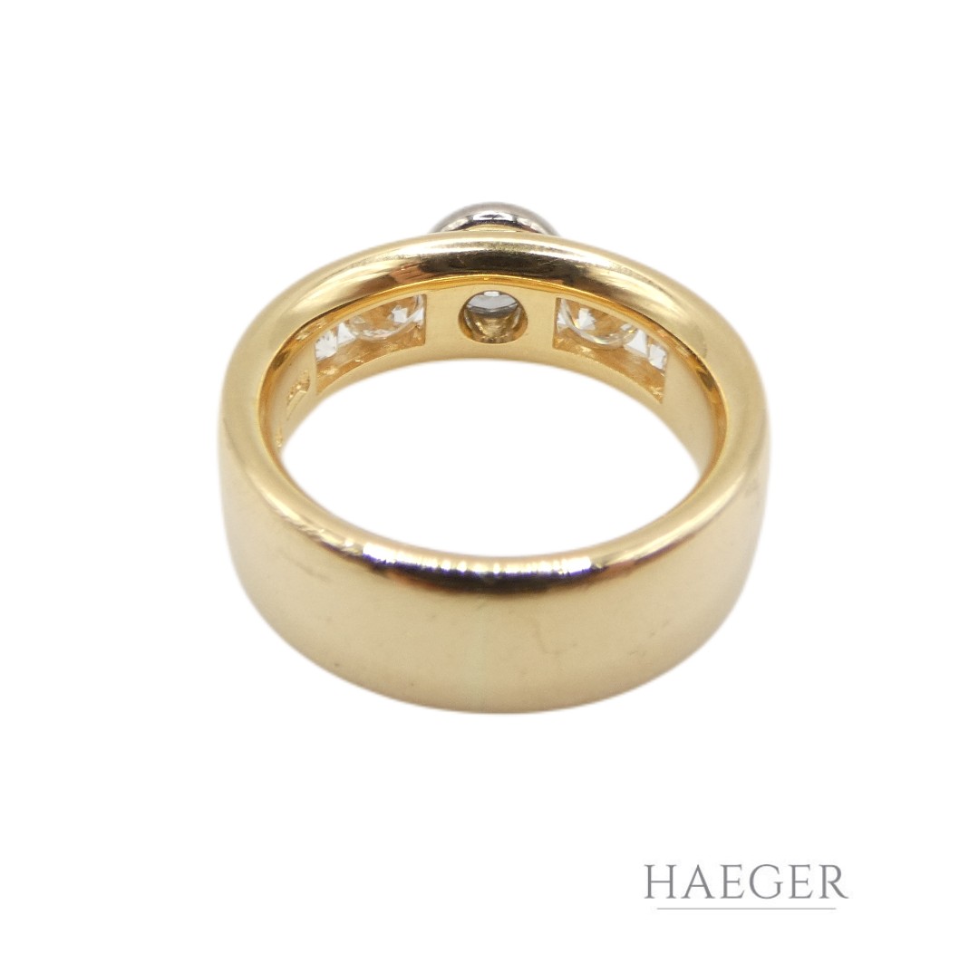 Jaufmann Ring mit Diamanten Gr 52 750 Gelbgold Weißgold inkl Zertifikat
