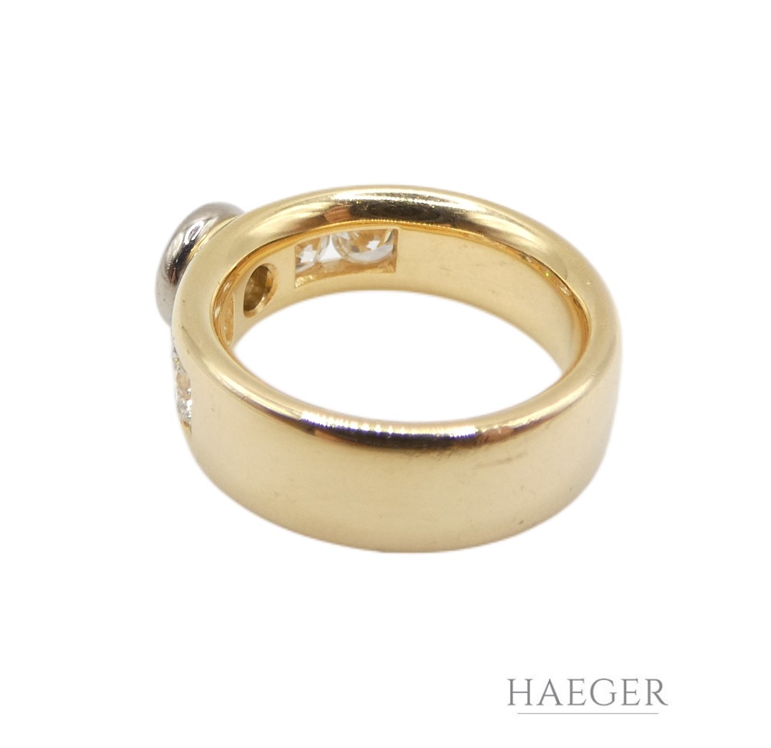 Jaufmann Ring mit Diamanten Gr 52 750 Gelbgold Weißgold inkl Zertifikat