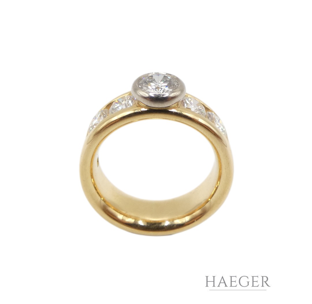 Jaufmann Ring mit Diamanten Gr 52 750 Gelbgold Weißgold inkl Zertifikat