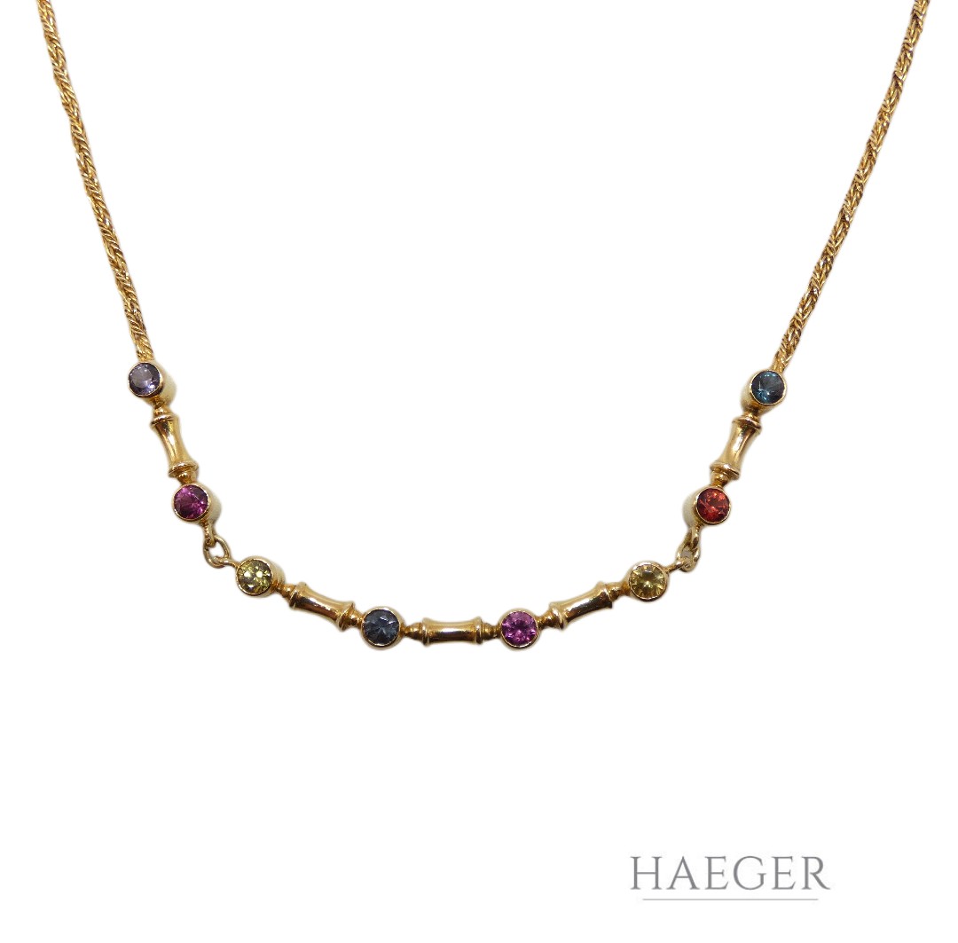 Collier mit Spinell & Perlen 42 cm 585 Gelbgold
