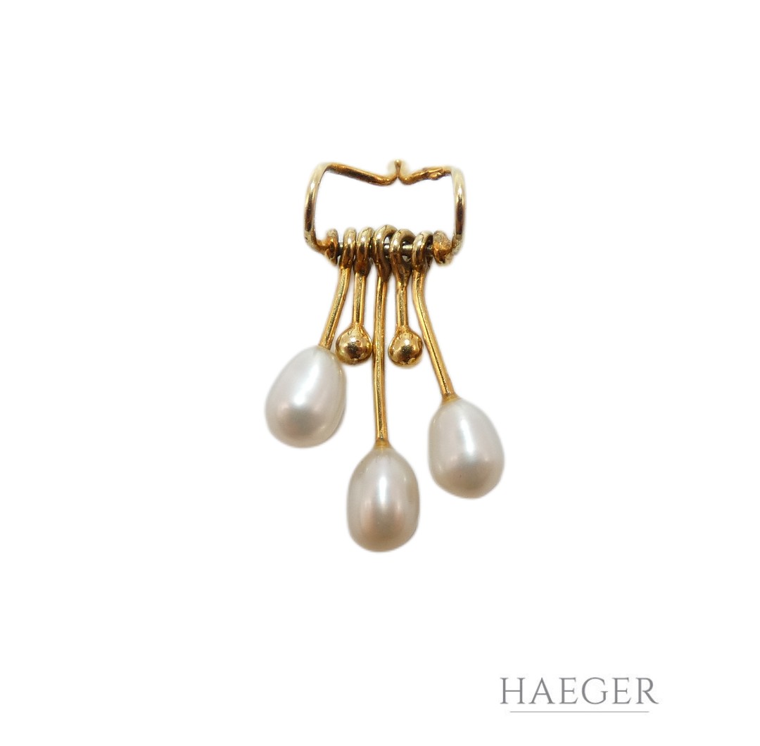 Collier mit Spinell & Perlen 42 cm 585 Gelbgold