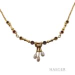 Collier mit Spinell & Perlen 42 cm 585 Gelbgold Vorschau
